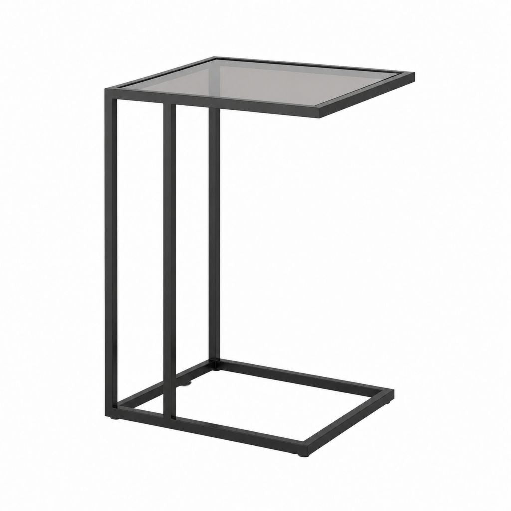 Beistelltisch Sofatisch Schwarz Stahl Rauchglas rechteckig 45 x 30 x 60 cm
