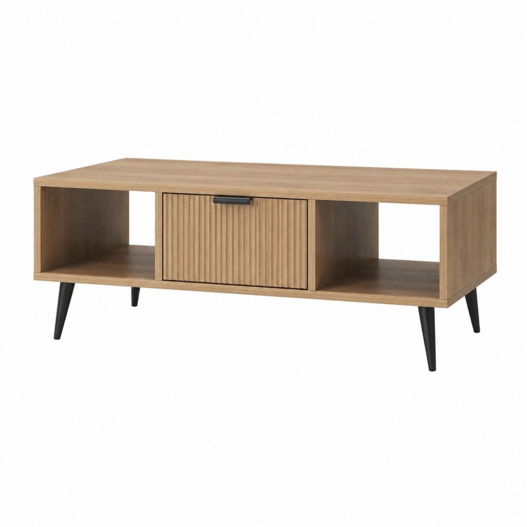 Couchtisch mit Stauraum Naturbraun MDF Rechteckig 120 x 60 x 45 cm