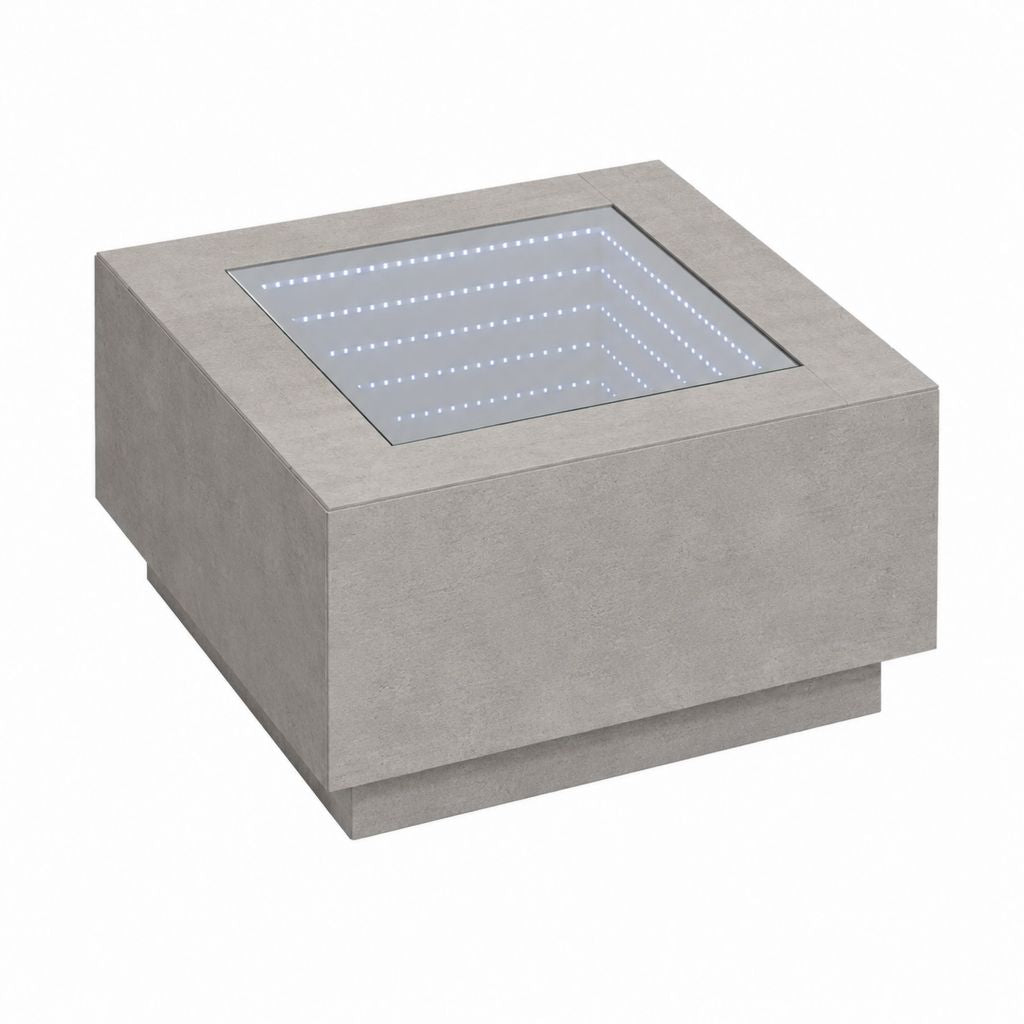 Couchtisch mit LED Infinity Spiegel grau MDF quadratisch 80 x 80 x 40 cm