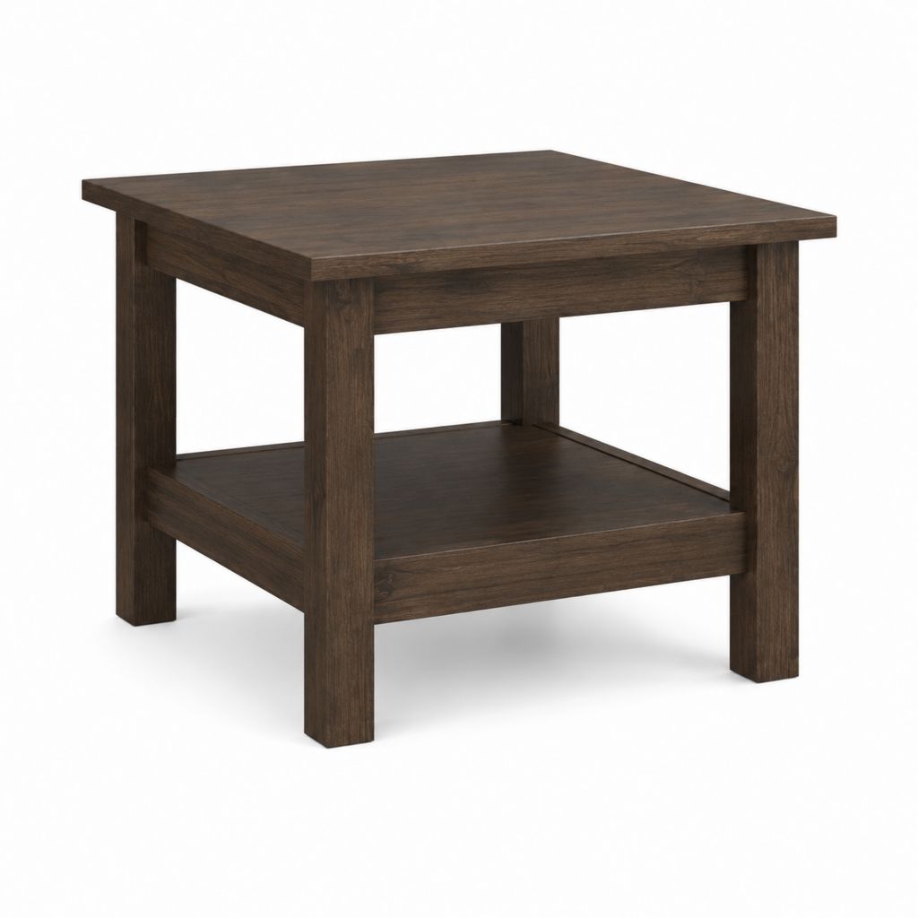 Couchtisch Dunkelbraun Holzwerkstoff quadratisch mit Ablage 60 x 60 x 45 cm