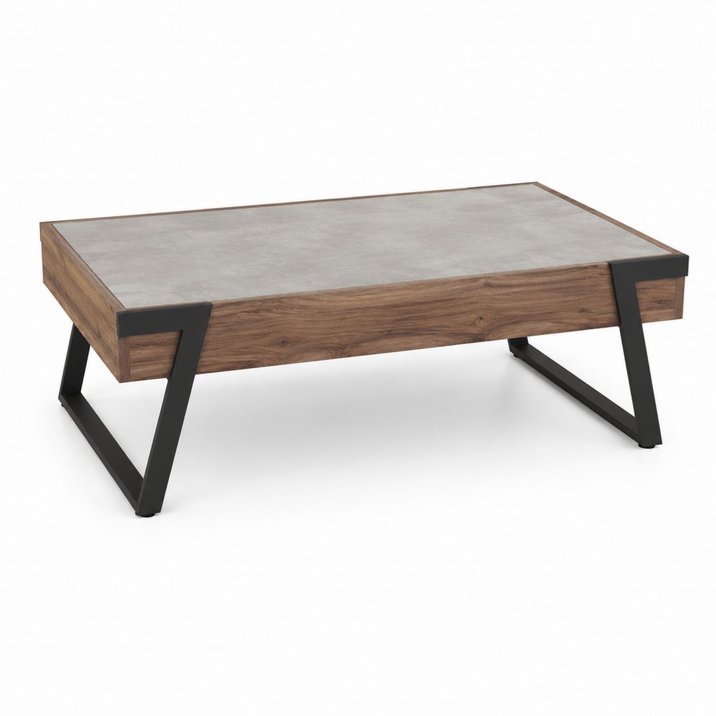 Couchtisch Walnussgrau mit Keramikplatte rechteckig 110 x 60 x 45 cm