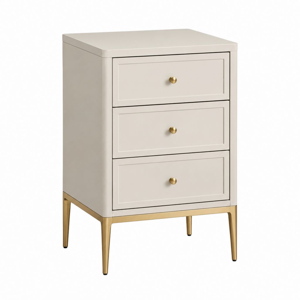 Nachttisch mit 3 Schubladen Creme MDF rechteckig 45 x 40 x 65 cm