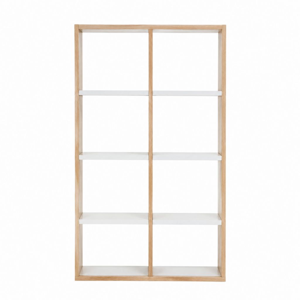 Standregal Bücherregal Natur Weiß Massivholz und MDF rechteckig 100 x 30 x 180 cm