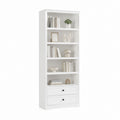 Bücherregal Weiß aus MDF mit 5 offenen Fächern und 2 Schubladen 80 x 30 x 190 cm