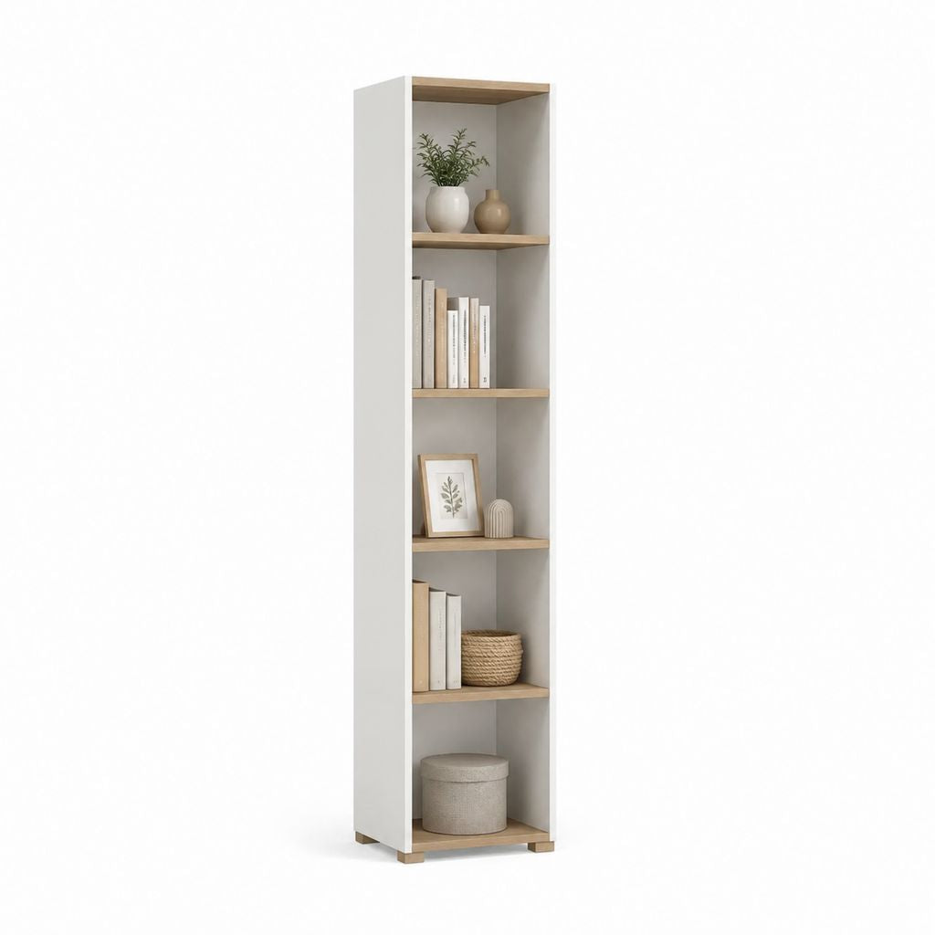 Bücherregal Standregal Weiß Eiche-Dekor rechteckig 180 x 40 x 30 cm