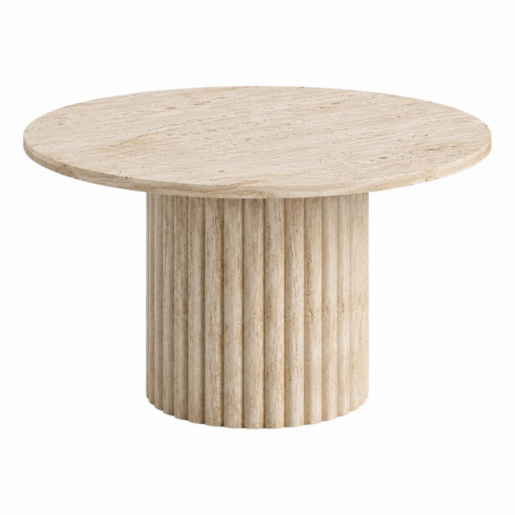 Couchtisch Beige aus Travertin rund Ø 80 cm Höhe 45 cm