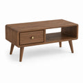 Couchtisch mit Schublade und offenem Fach Walnussbraun MDF mit Walnussfurnier rechteckig 100 x 50 x 45 cm