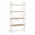 Bücherregal Standregal Weiß Eiche MDF Stahl 80 x 30 x 180 cm 4 Ablagen