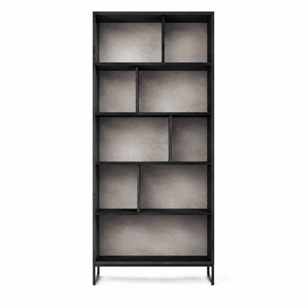 Bücherregal Schwarz Stahl und MDF Rechteckig 80 x 30 x 200 cm