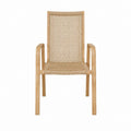 Gartenstuhl mit Armlehnen Natur aus massivem Teakholz und Rattan 58 x 62 x 92 cm