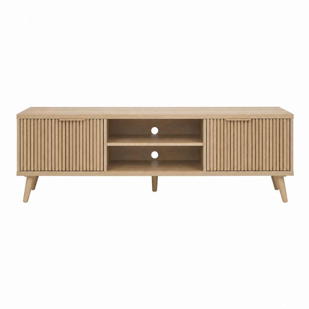 TV-Lowboard Eiche Natur MDF mit Eichenfurnier rechteckig 160 x 40 x 60 cm