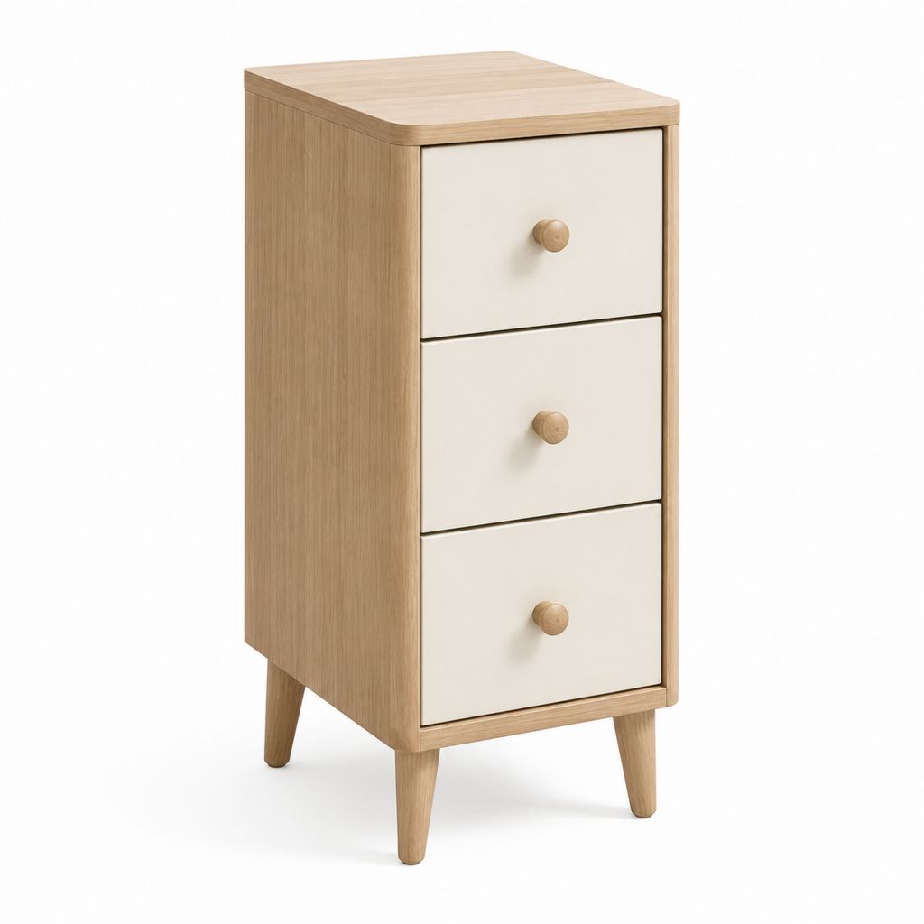 Nachttisch mit 3 Schubladen Eiche Natur Weiß MDF rechteckig 40 x 35 x 75 cm