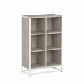 Bücherregal mit 6 Fächern Grau Weiß Spanplatte Stahl 80 x 30 x 120 cm