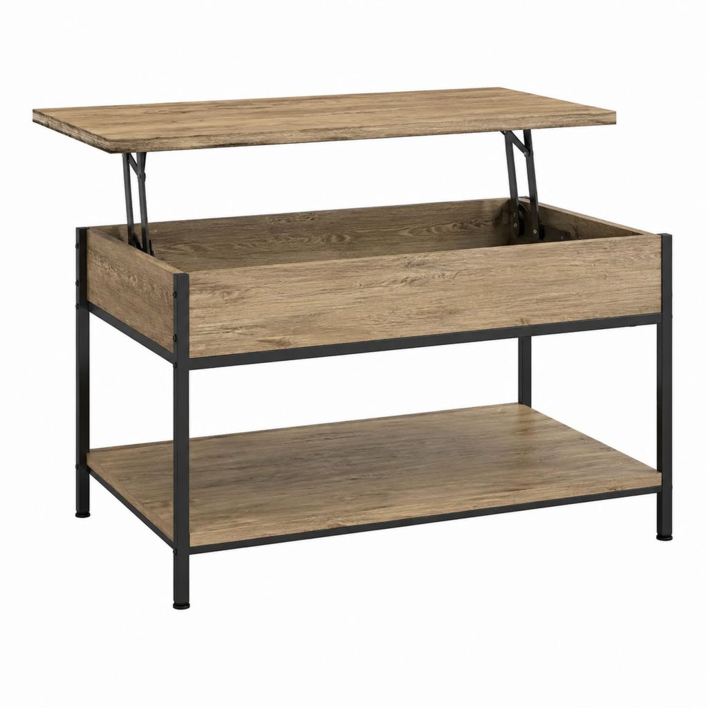Couchtisch mit Stauraum und hochklappbarer Tischplatte Eiche-Optik Spanplatte Stahl rechteckig 100 x 50 x 45 cm