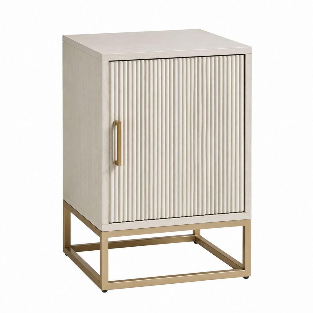 Nachttisch mit Tür Cremeweiß MDF Stahl rechteckig 40 x 35 x 65 cm