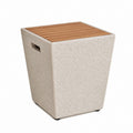 Gartentisch Beistelltisch Beige Teakholz Faserbeton quadratisch 50 x 50 x 50 cm