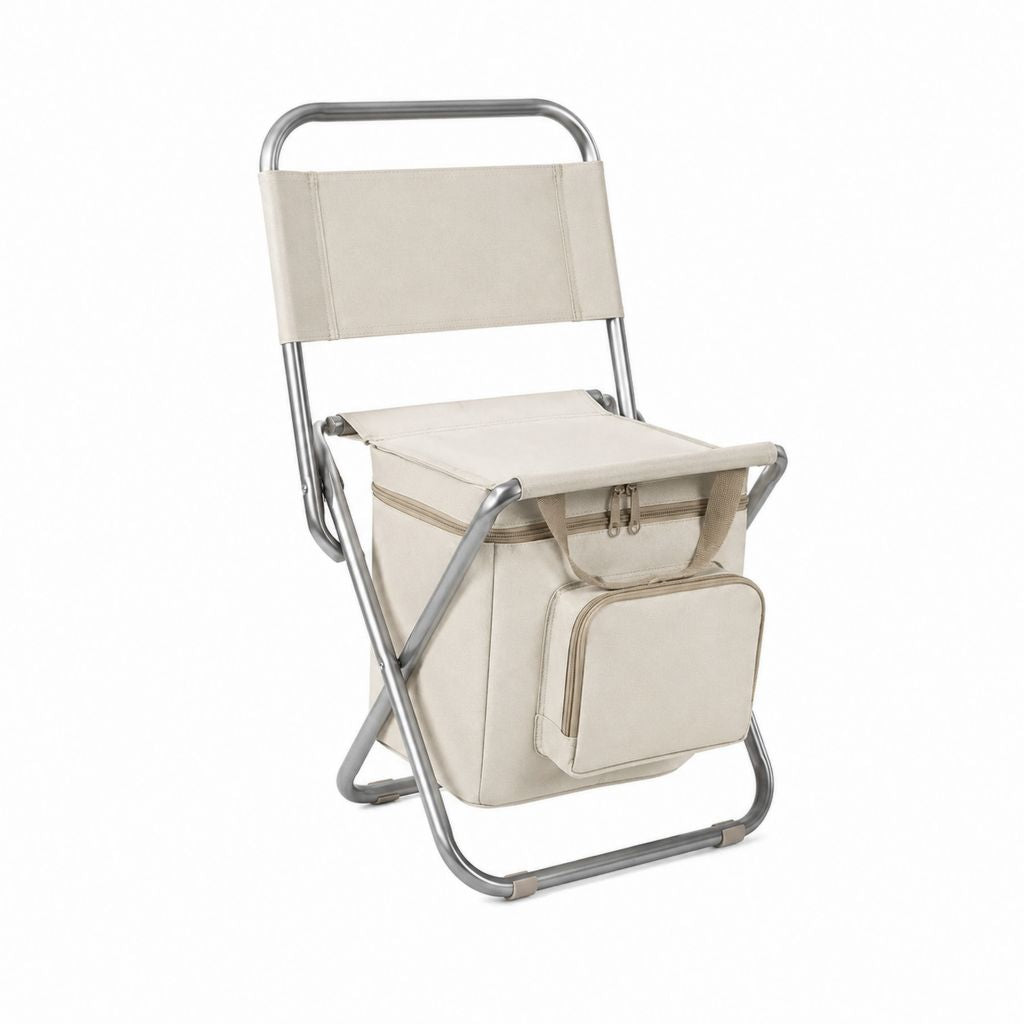 Klappstuhl mit Kühltasche Beige Aluminium Polyester 58 x 45 x 76 cm