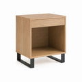 Nachttisch mit Schublade und offenem Fach Eichenholzdekor MDF Stahlgestell 50 x 40 x 60 cm