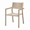 Gartenstuhl mit Armlehnen Beige Aluminium Polypropylen-Seilgeflecht 56 x 60 x 84 cm